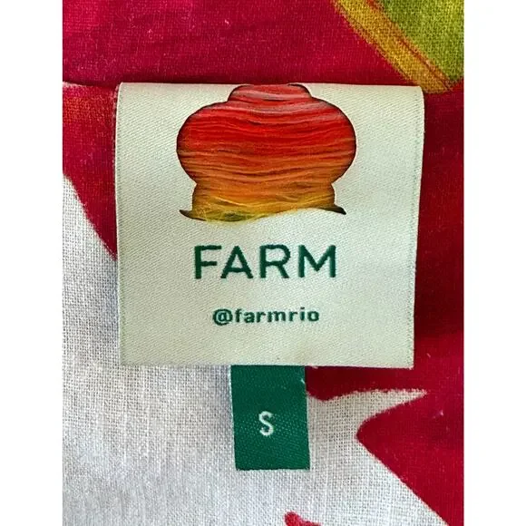 Farm Rio Spring Forest Long Sleeve Linen Blend Mini Dress White Multi Small - Picture 13 of 16